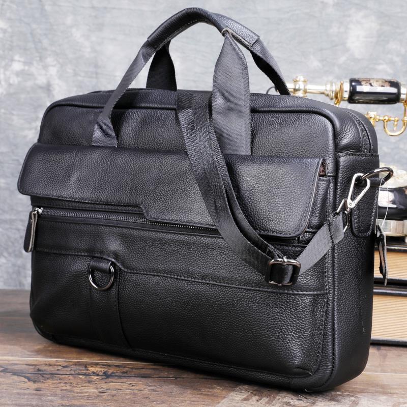 Leather Work Bag - Large Men's Genuine Leather Handbag for