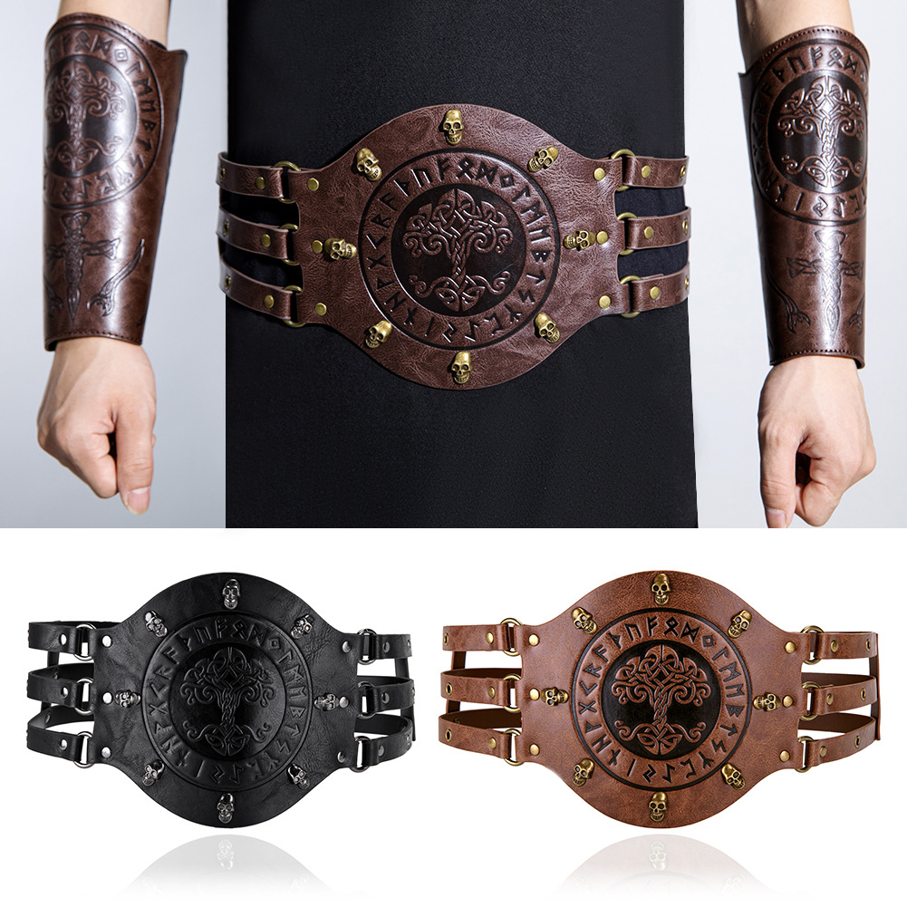 Leather Work Pants - Medieval wide corset belt, Viking pirate