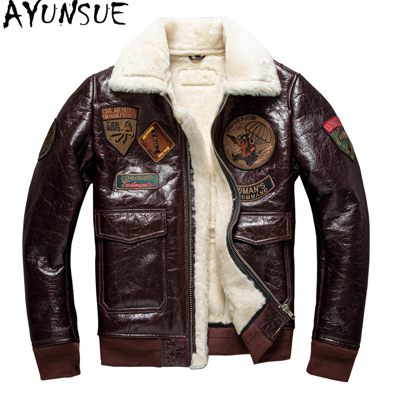 Leather Work Jacket - AYUNSUE Winter Leather Jacket Men Clothing