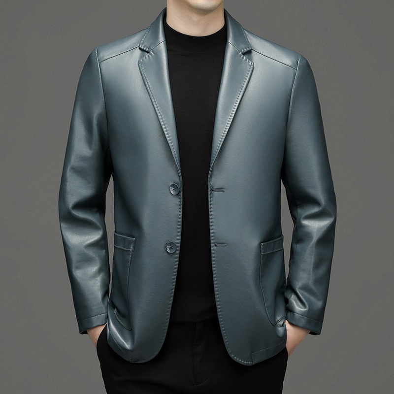 New Men Genuine Leather Blazer - Leather Work Jacket ulasan dan harga