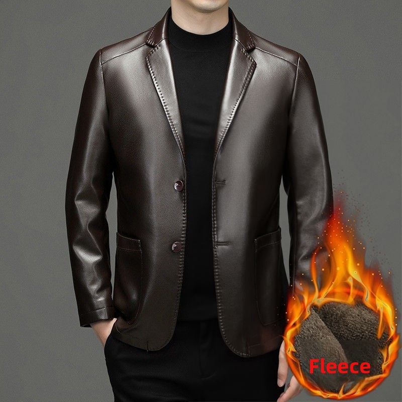 New Men Genuine Leather Blazer - Leather Work Jacket ulasan dan harga