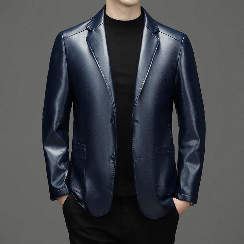 New Men Genuine Leather Blazer - Leather Work Jacket ulasan dan harga