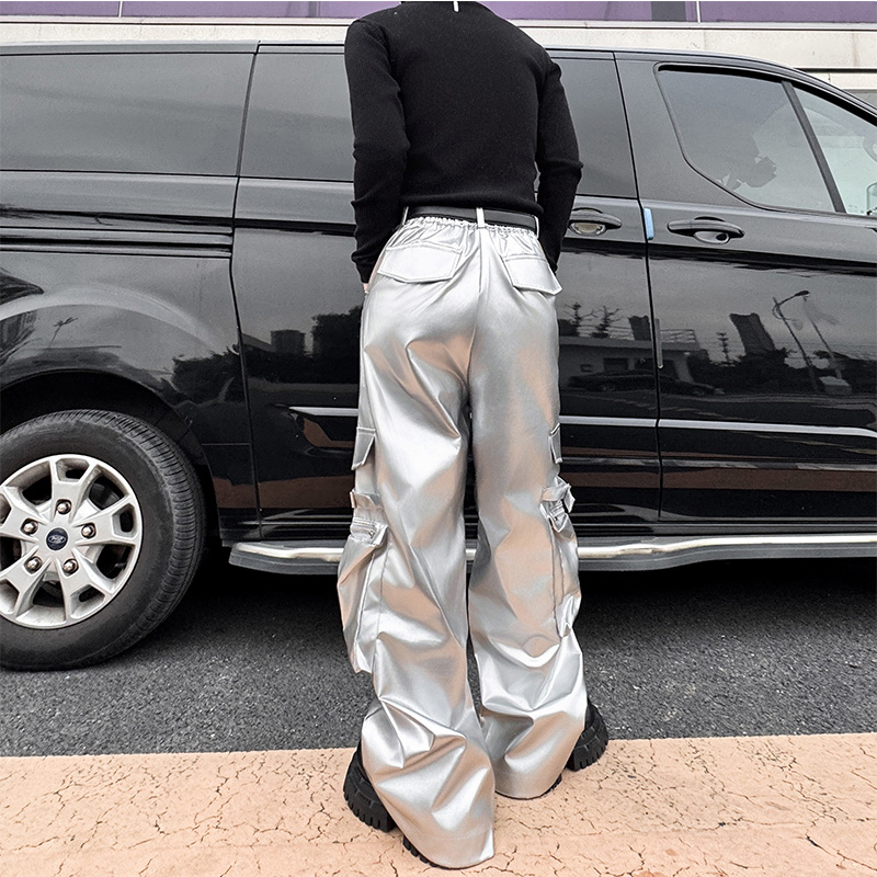 Silver Leather Pant Men Street - Leather Work Pants ulasan dan harga