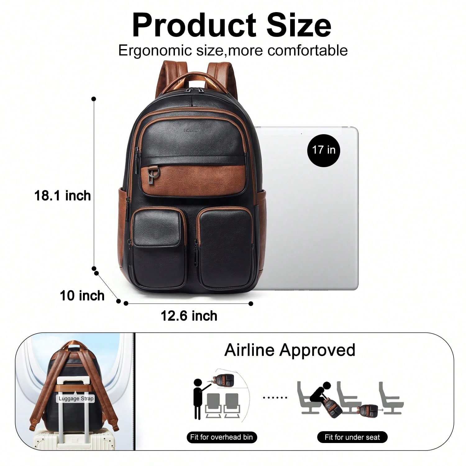 LATMAP Vegan Leather Backpack  - Leather Work Womens Backpack ulasan dan harga