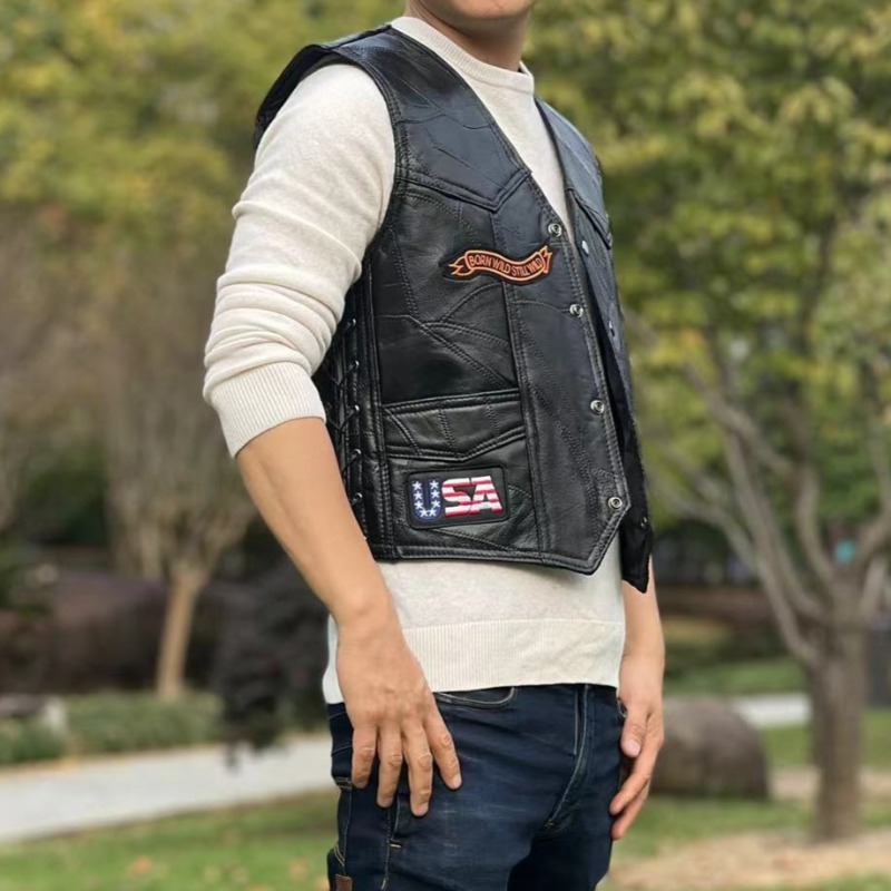 NEW Motorcycle Vests Men Cafe  - Leather Work Jacket ulasan dan harga