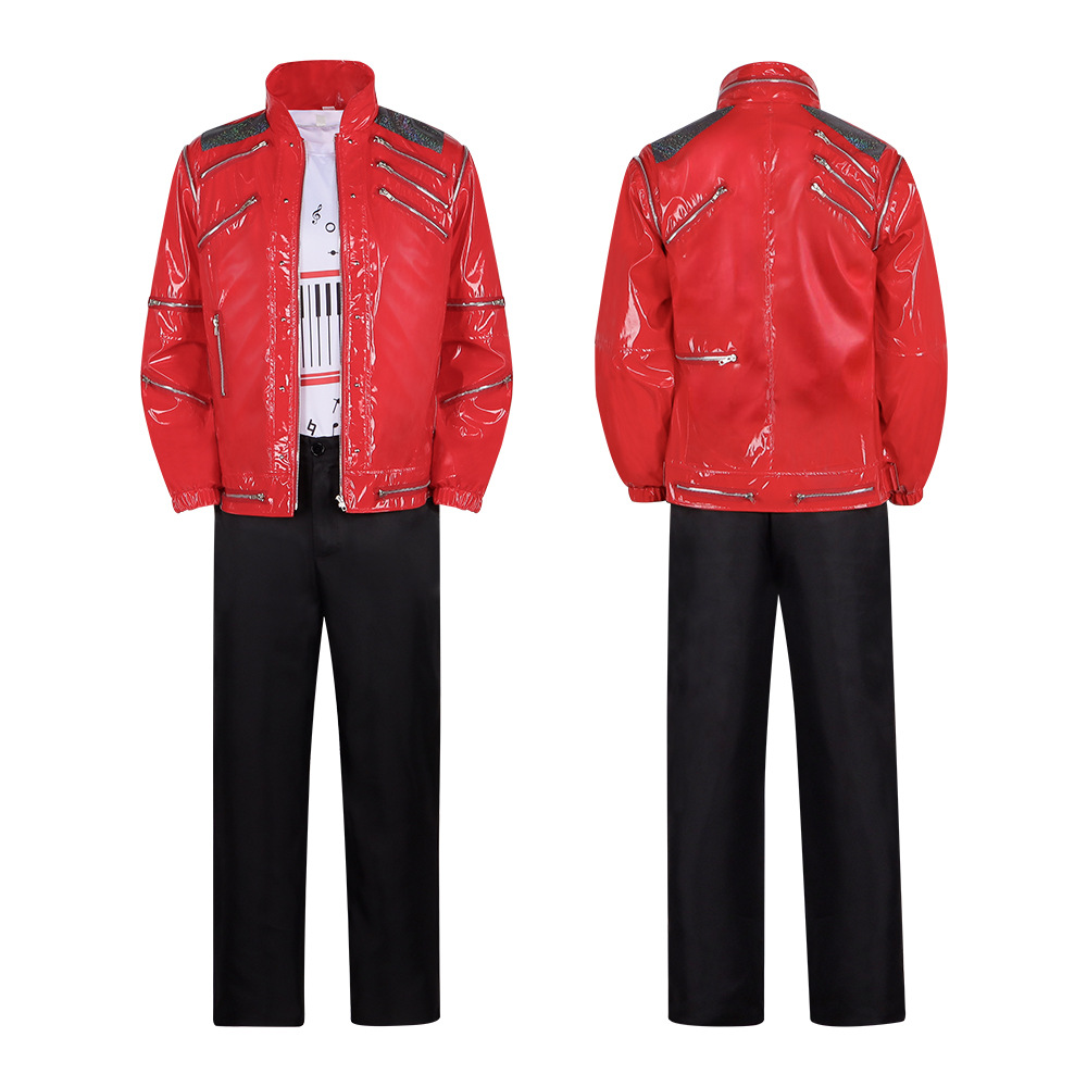 Men Red Leather Jacket Michael - Leather Work Jacket ulasan dan harga