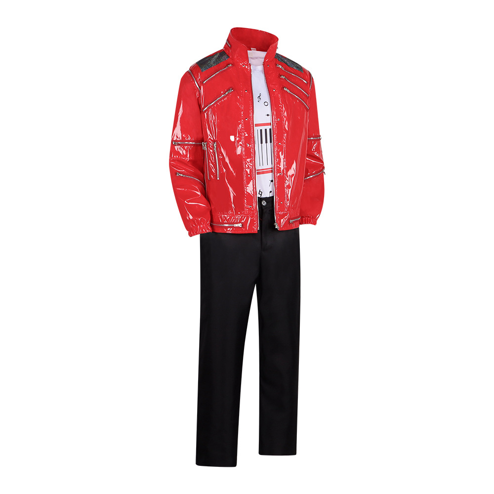 Men Red Leather Jacket Michael - Leather Work Jacket ulasan dan harga