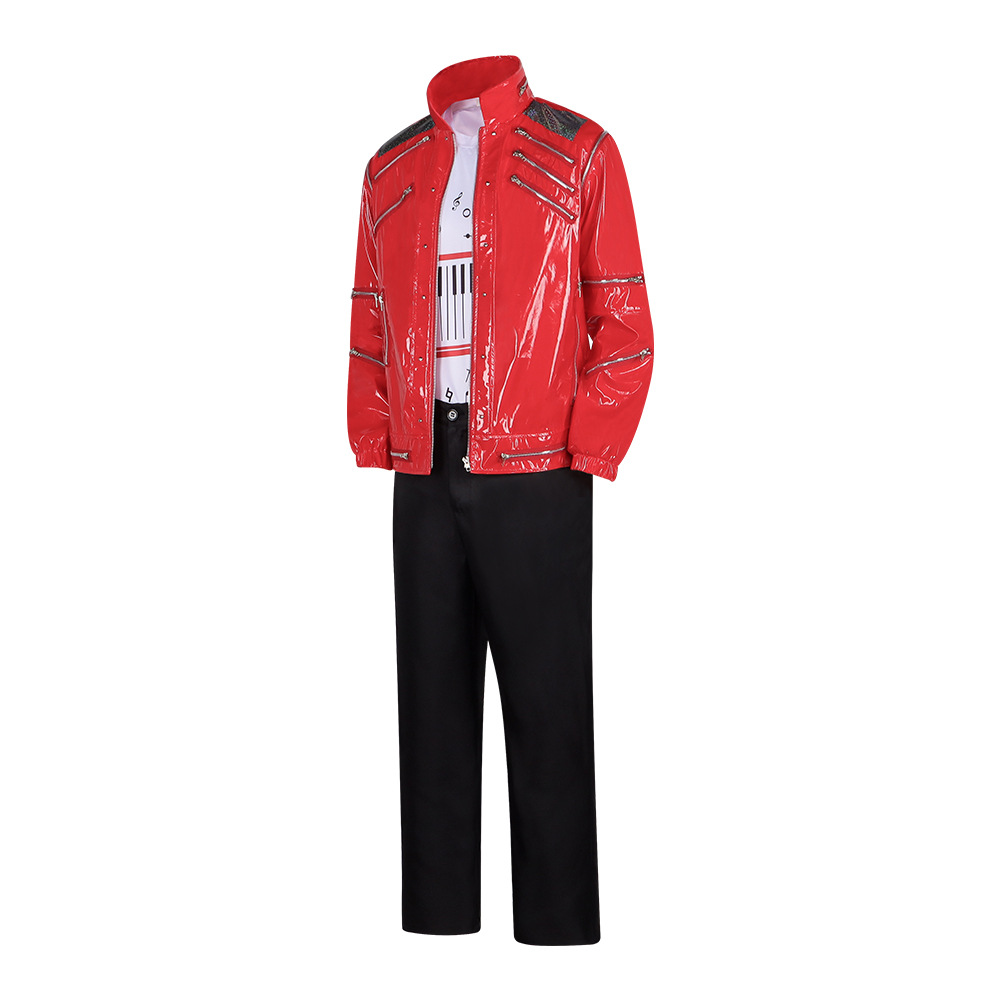Men Red Leather Jacket Michael - Leather Work Jacket ulasan dan harga