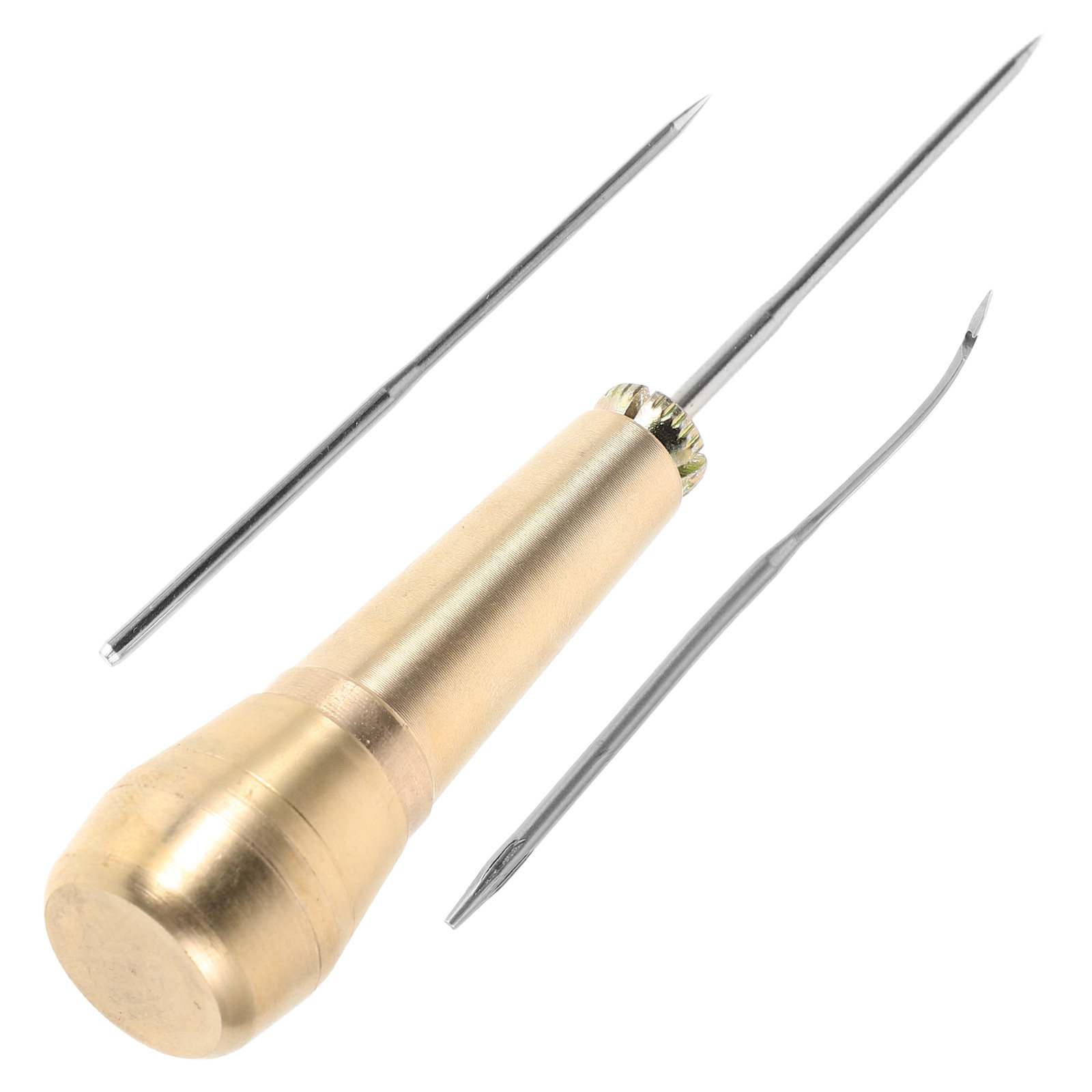1Set Sturdy Brass Handle Hooke - Leatherwork Hand Sewing Needles ulasan dan harga