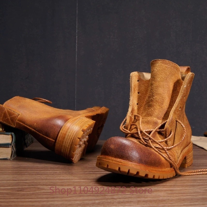Handmade Retro Desert Boots Me - Leather Work Western ulasan dan harga