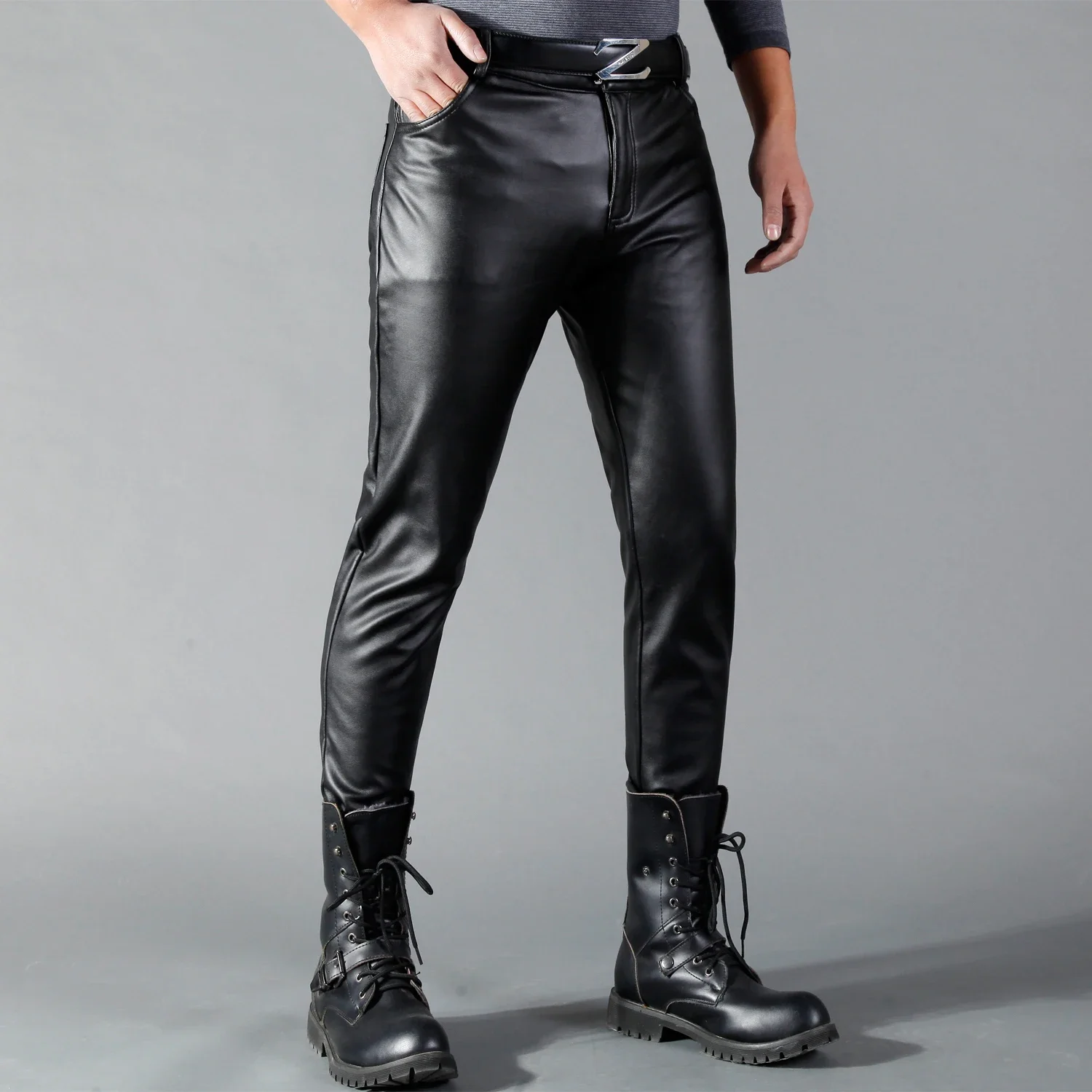 Men's Leather Pants Skinny Fit - Leather Work Pants ulasan dan harga