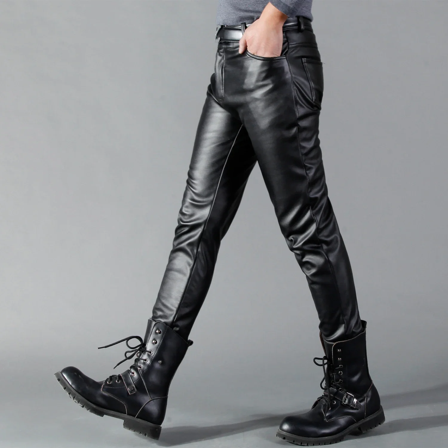 Men's Leather Pants Skinny Fit - Leather Work Pants ulasan dan harga