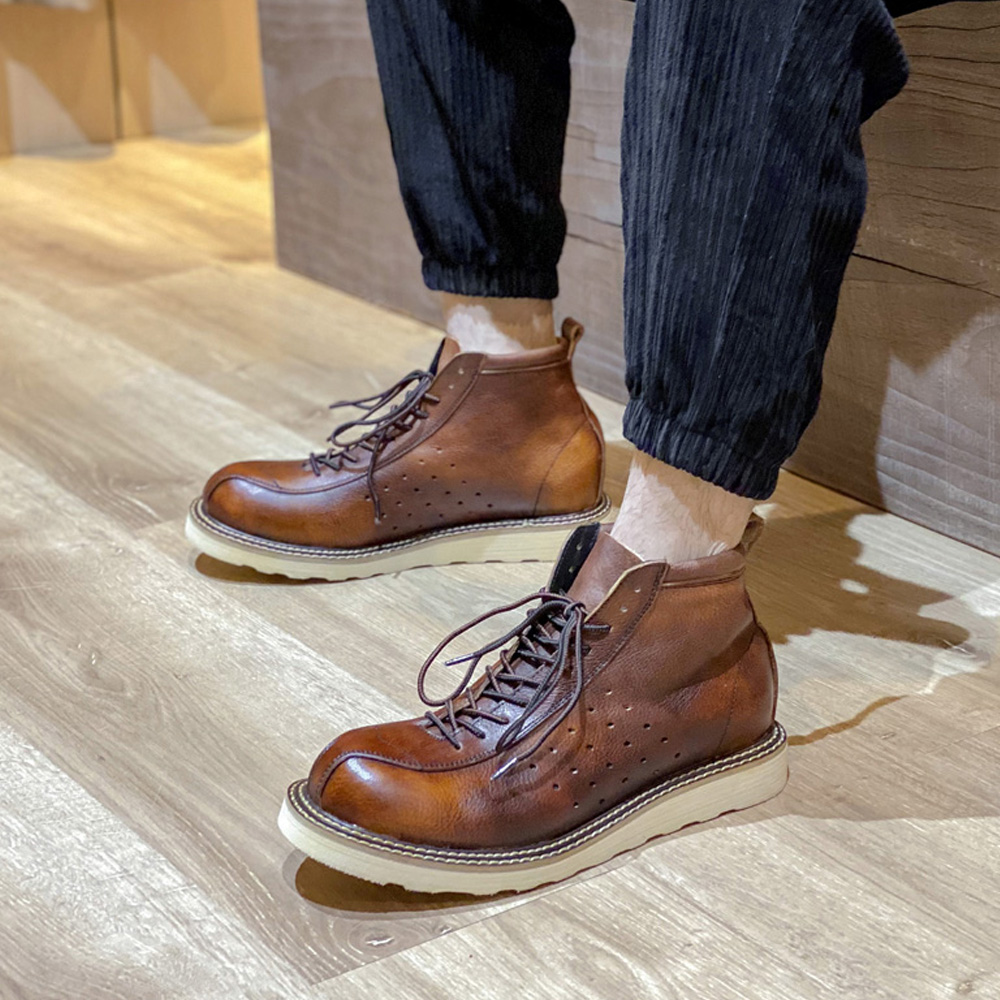 Men's Genuine Leather Hollow O - Leather Work Western ulasan dan harga