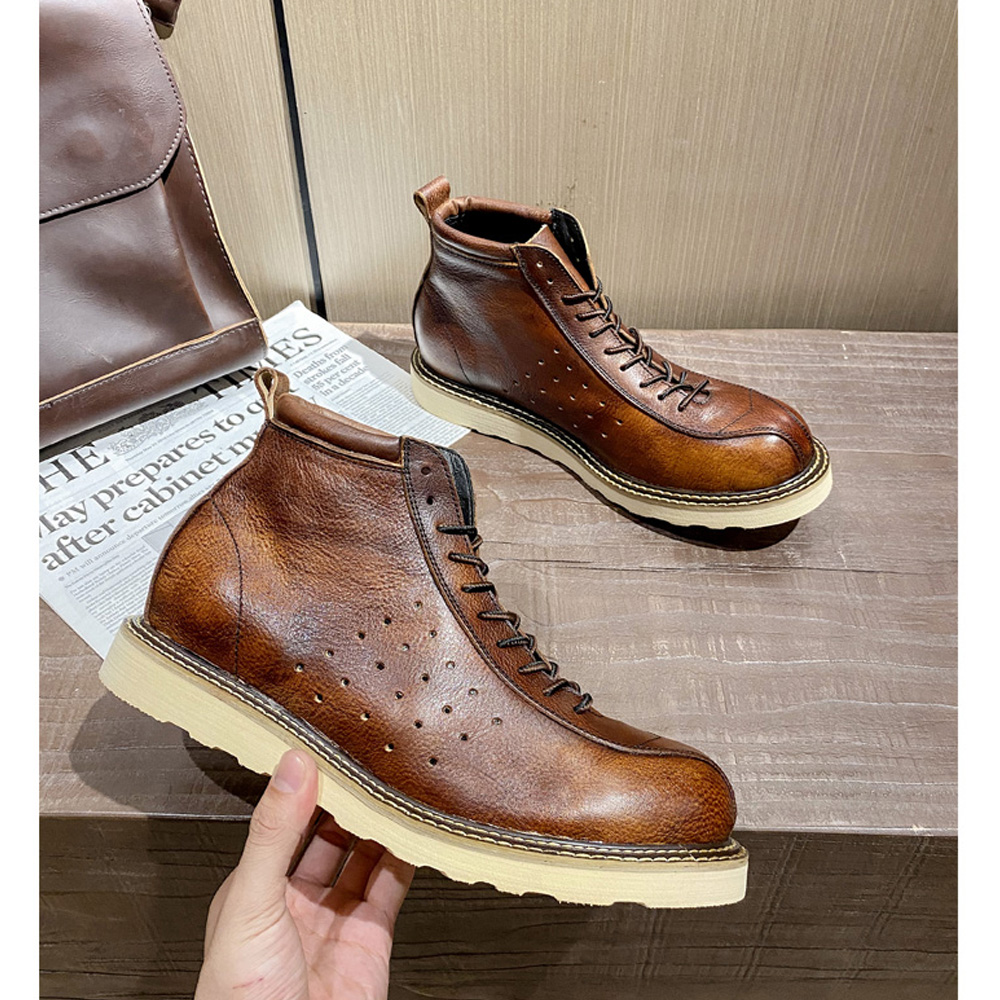 Men's Genuine Leather Hollow O - Leather Work Western ulasan dan harga