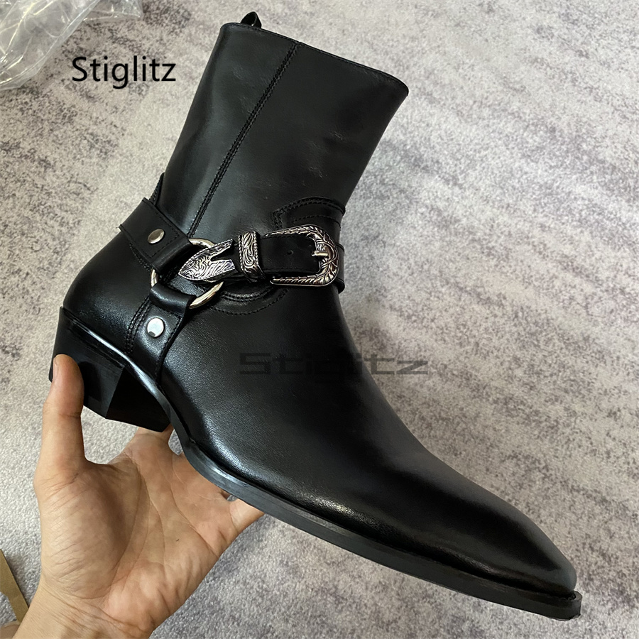 Men's Belt Buckle Ankle Boots  - Leather Work Western ulasan dan harga