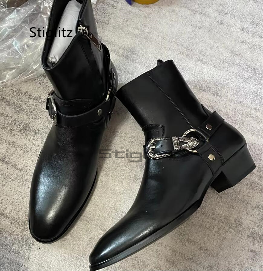 Men's Belt Buckle Ankle Boots  - Leather Work Western ulasan dan harga