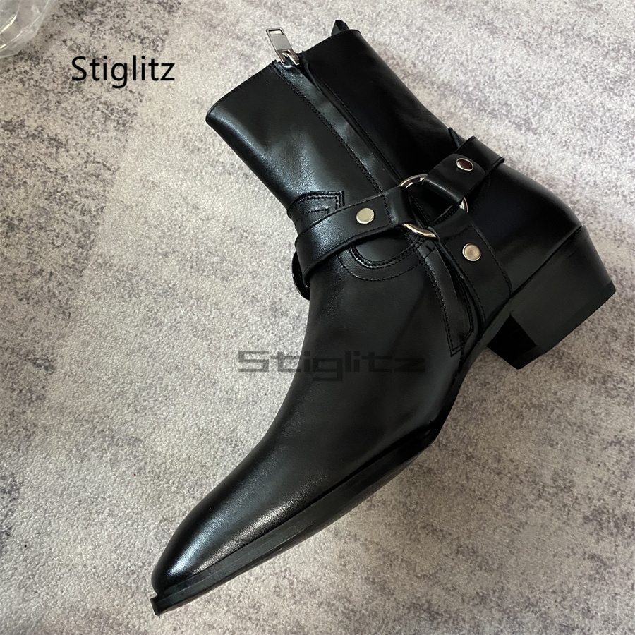 Men's Belt Buckle Ankle Boots  - Leather Work Western ulasan dan harga