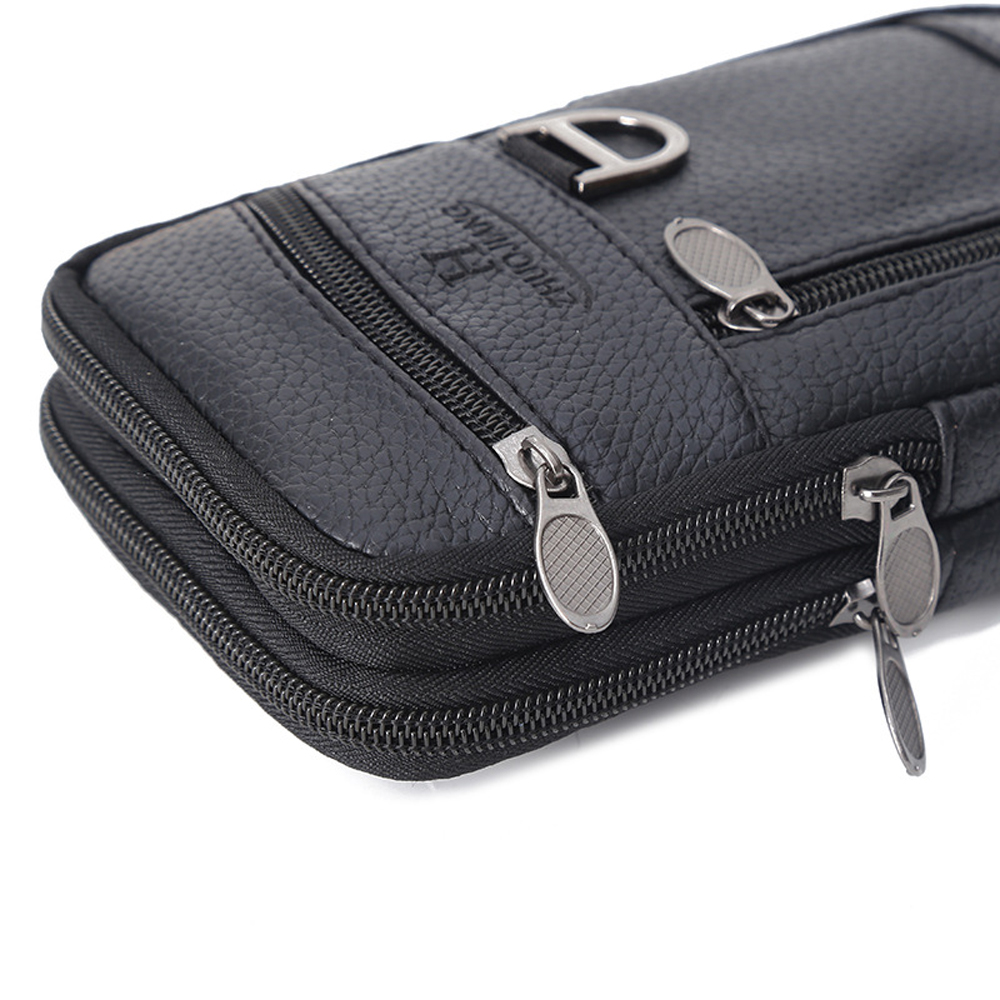 Men Waist Bag Mobile Phone Bag - Leather Work Bag ulasan dan harga