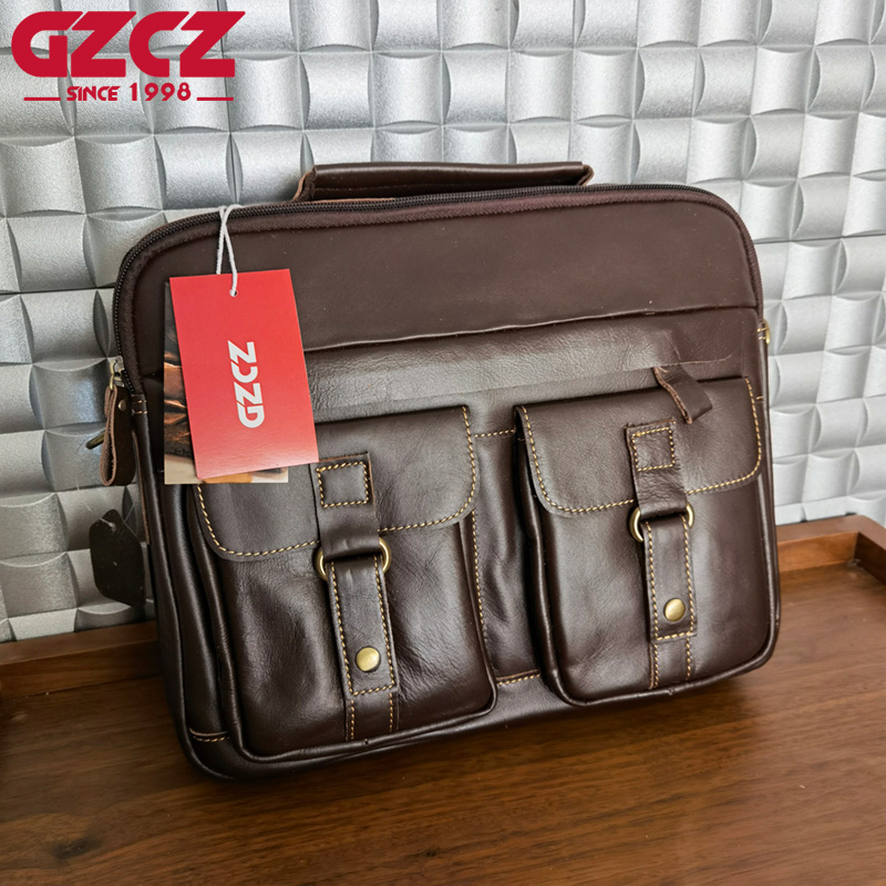 GZCZ Men's Handbag Leisure Bus - Leather Work Bag ulasan dan harga