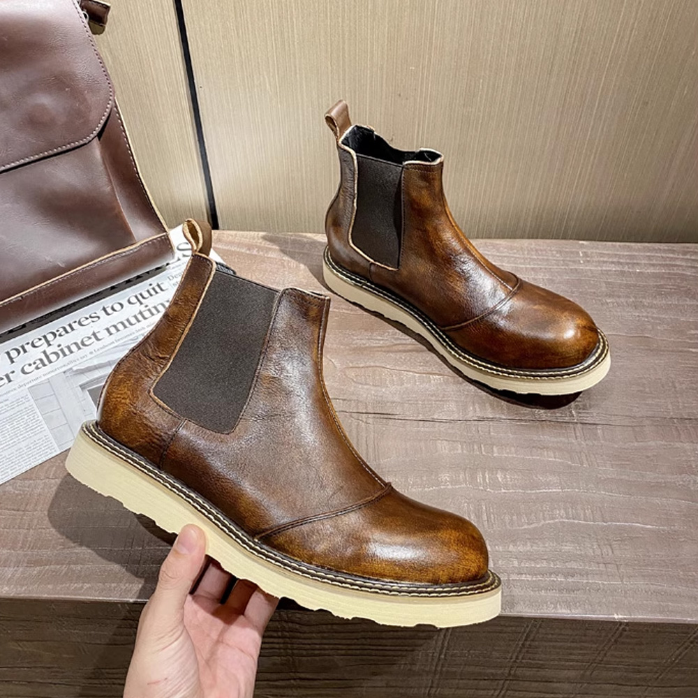 Retro Men's Genuine Leather Ch - Leather Work Western ulasan dan harga