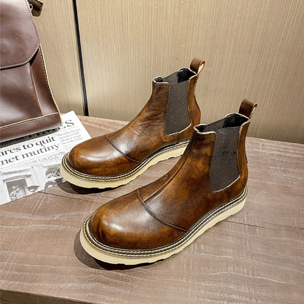Retro Men's Genuine Leather Ch - Leather Work Western ulasan dan harga