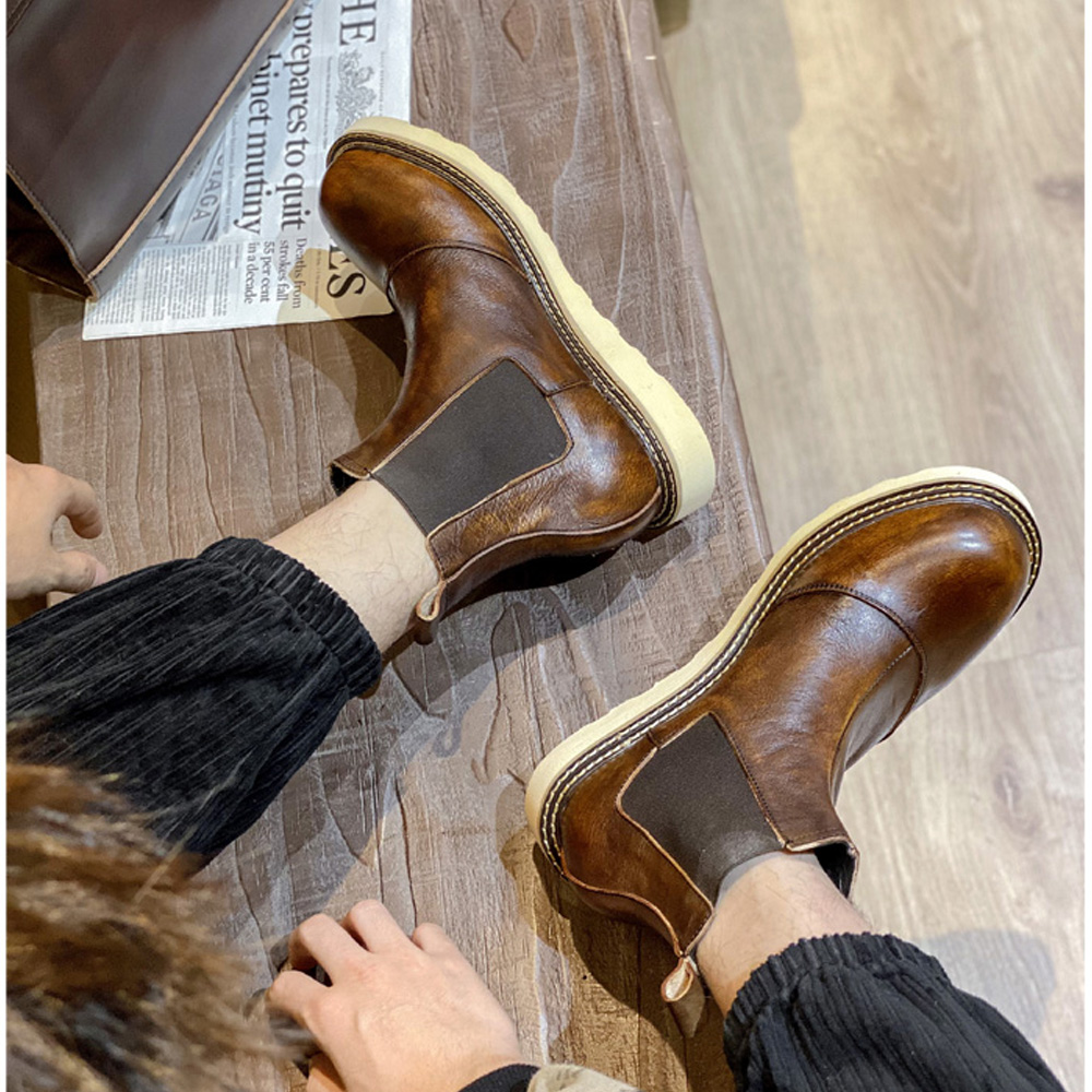 Retro Men's Genuine Leather Ch - Leather Work Western ulasan dan harga