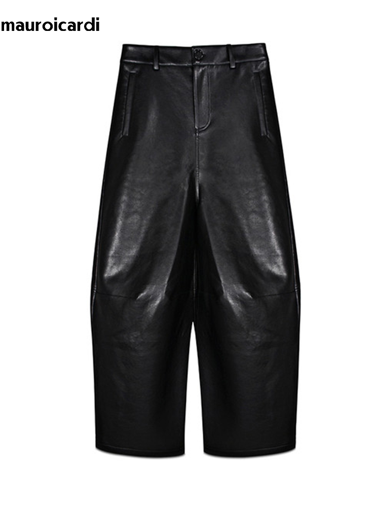 Mauroicardi Spring Autumn Cool - Leather Work Pants ulasan dan harga