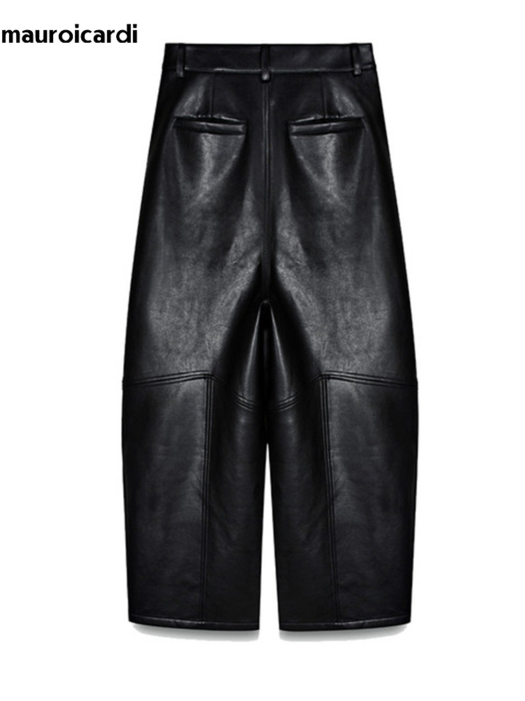 Mauroicardi Spring Autumn Cool - Leather Work Pants ulasan dan harga