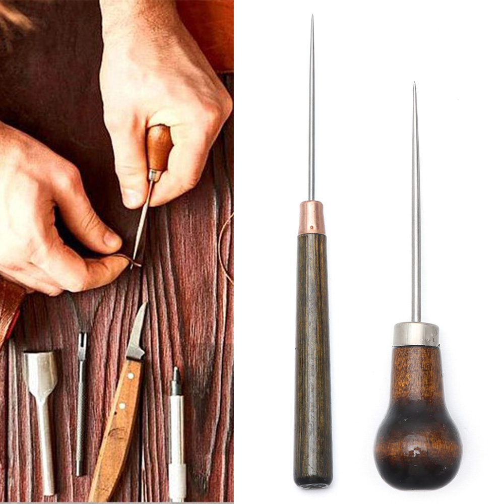 1PC Stitching Awl Wood Handle  - Leatherwork Needles ulasan dan harga