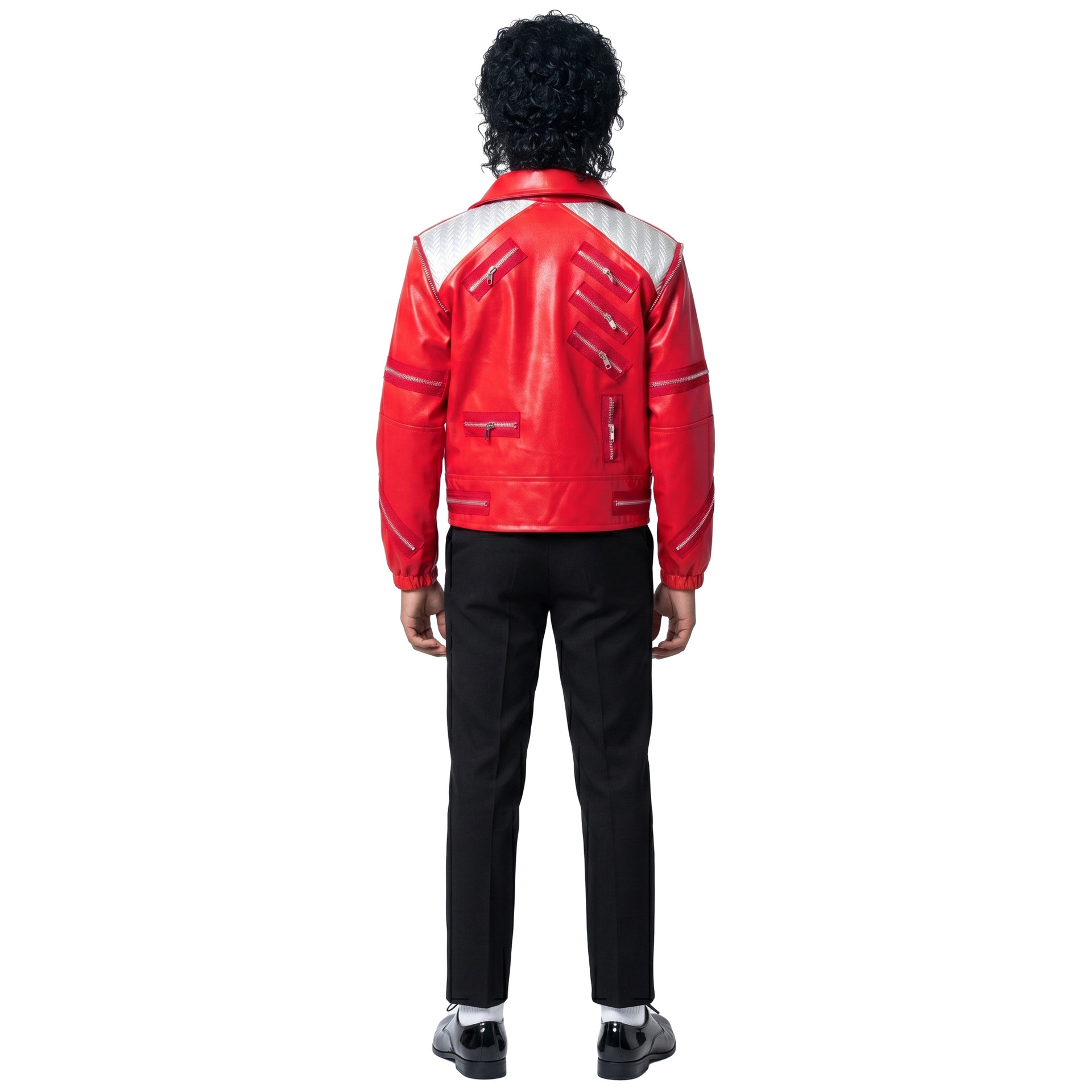 80s Retro Pop Star Costume Mic - Leather Work Jacket ulasan dan harga