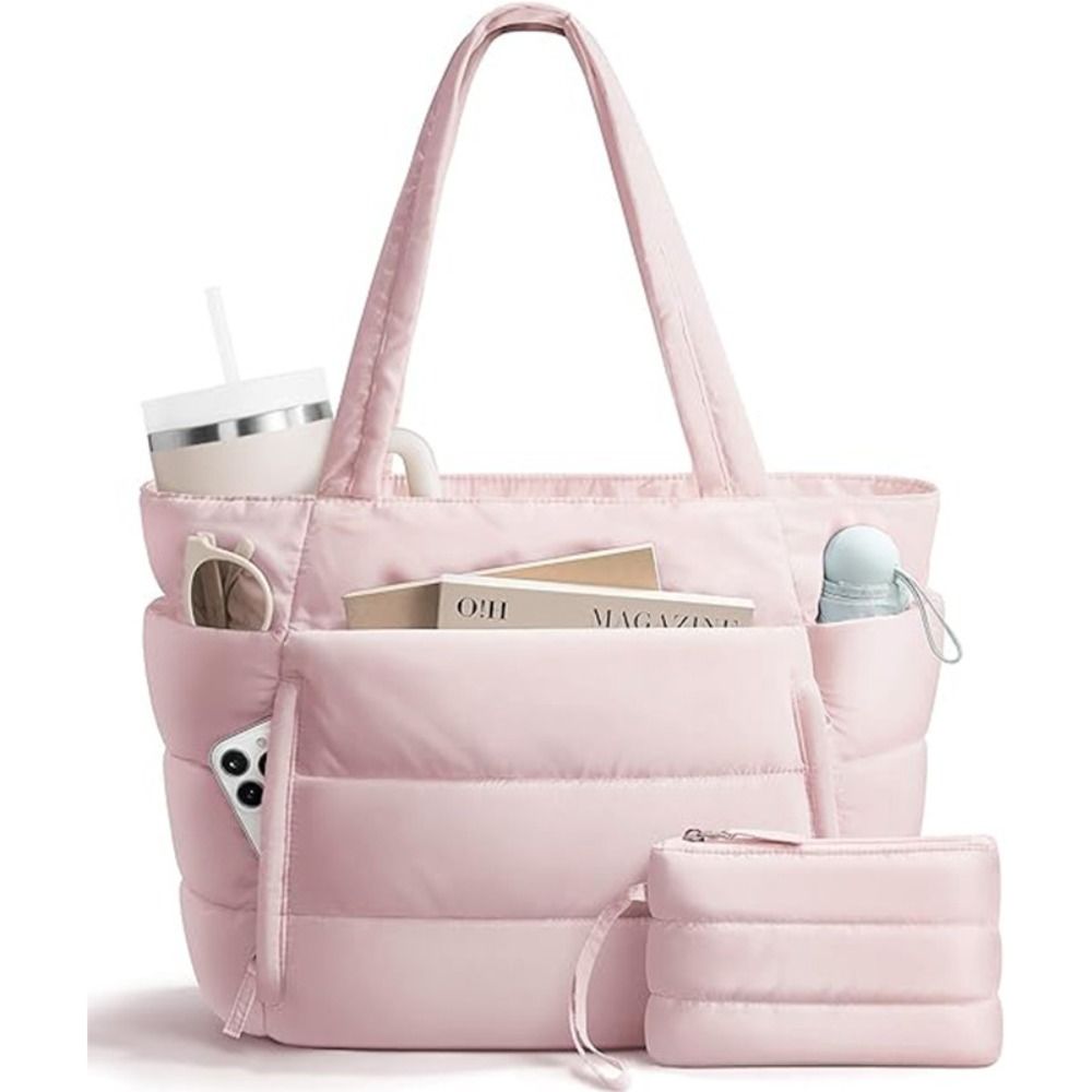 Large Capacity Puffer Tote Bag - Leather Work Bag ulasan dan harga