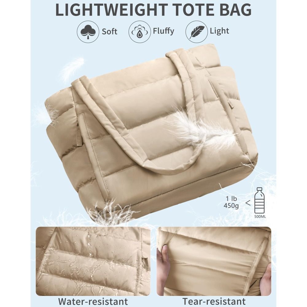 Large Capacity Puffer Tote Bag - Leather Work Bag ulasan dan harga