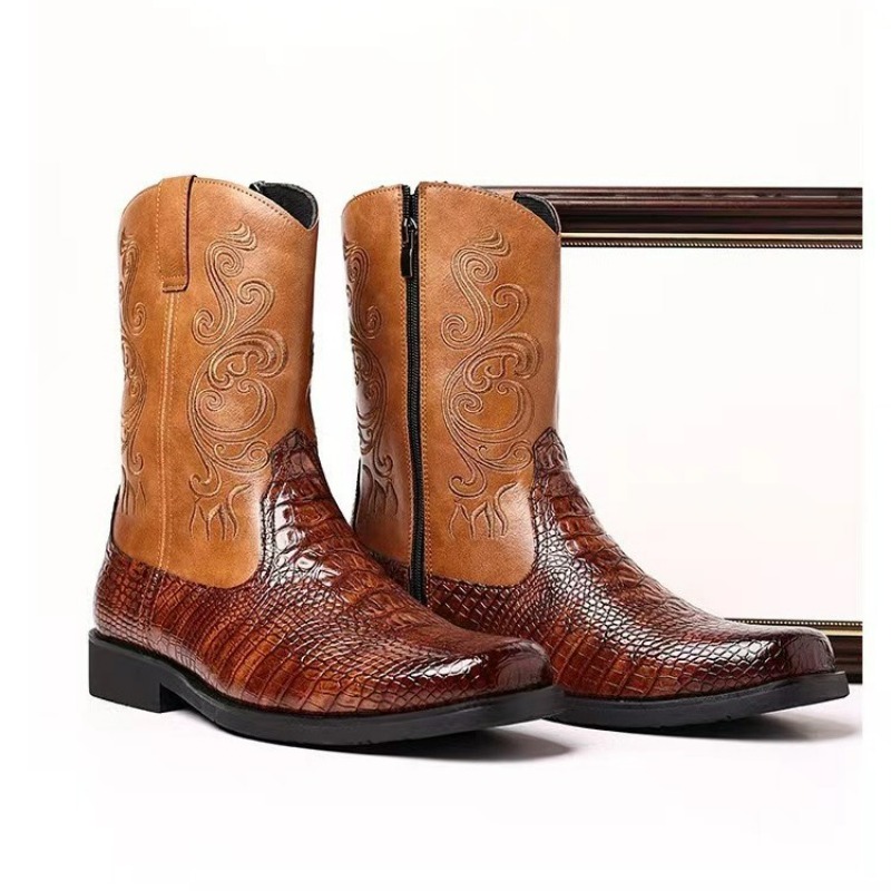 Embroidery Men's Boots Retro C - Leather Work Western ulasan dan harga